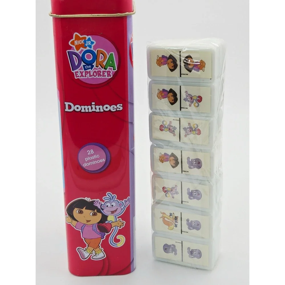 Dora the Explorer Dominoes 28 Piece Set in Collectible Tin Nick Jr 2006 NEW